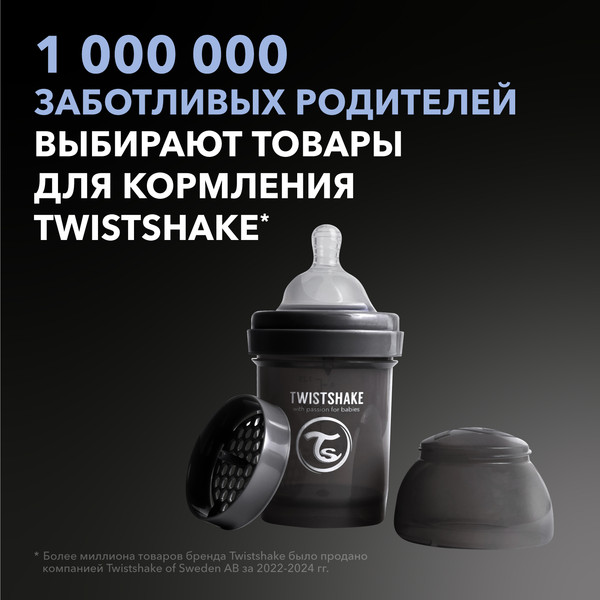 Изображение товара Бутылочка для кормления Twistshake Антиколиковая 79121 (125мл, черный)