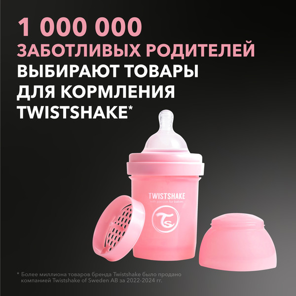 Изображение товара Бутылочка для кормления Twistshake Антиколиковая 79086 (125мл, пастельный розовый)