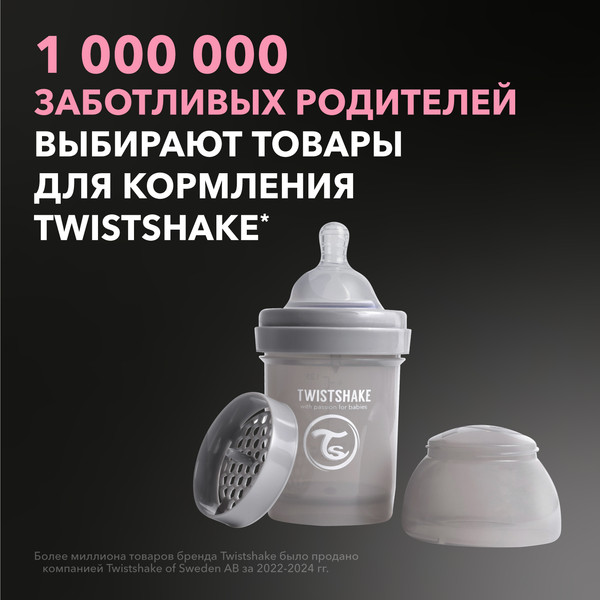 Изображение товара Бутылочка для кормления Twistshake Антиколиковая 79088 (125мл, пастельный серый)