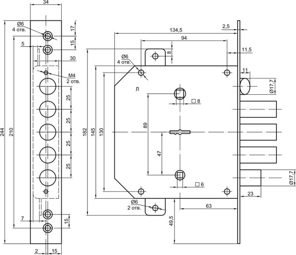 Изображение товара Замок врезной Border K 9-6 ЛТЗ.У1 / 77465