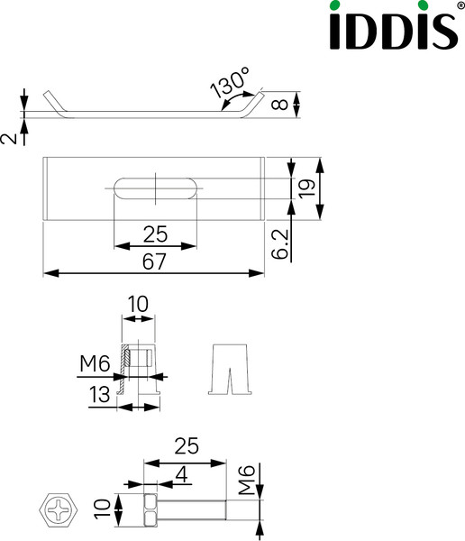 Изображение товара Монтажный комплект для сантехники IDDIS Optima Home 004M006i77 (6шт)