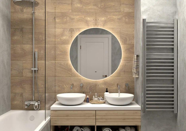 Изображение товара Зеркало Континент Ajour Led D 100 (бесконтактный сенсор, ореольная теплая подсветка)