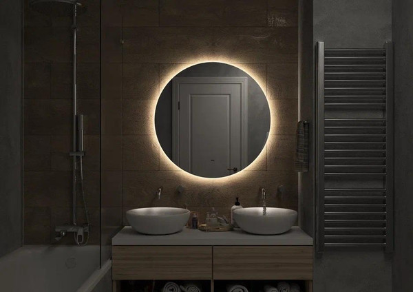 Изображение товара Зеркало Континент Ajour Led D 100 (бесконтактный сенсор, ореольная теплая подсветка)