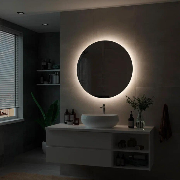 Изображение товара Зеркало Континент Ajour Led D 100 (бесконтактный сенсор, ореольная теплая подсветка)