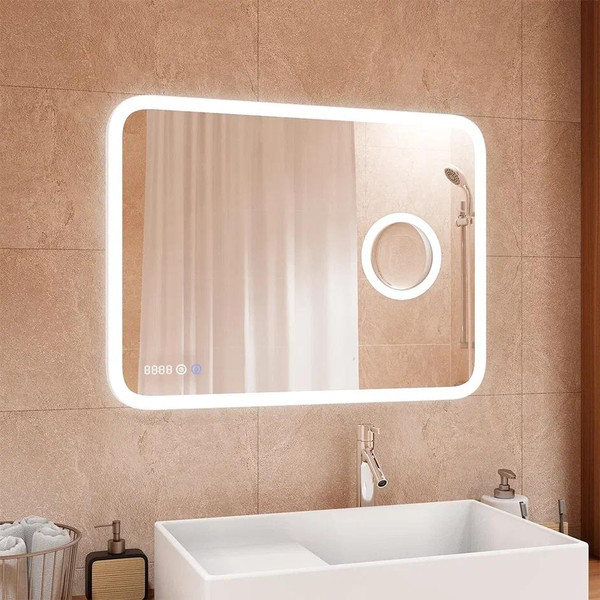 Изображение товара Зеркало Континент Bliss LED 100х70 (с увеличительным зеркалом и часами)