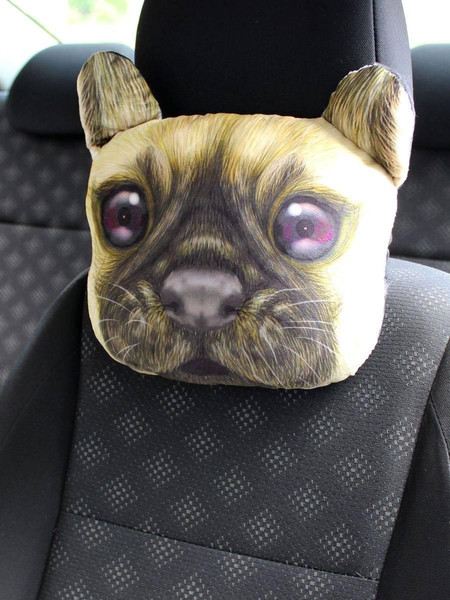 Изображение товара Подушка для автомобиля MATEX Animals Мопс / 27-010 (коричневый/бежевый)