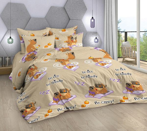 Изображение товара Комплект постельного белья Milanika Капибара Поплин 1.5сп