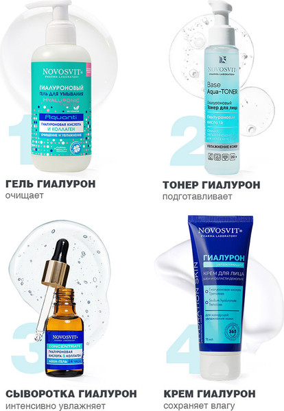 Изображение товара Крем для лица Novosvit Гиалурон Увлажняющий для лица, шеи и декольте (75мл)