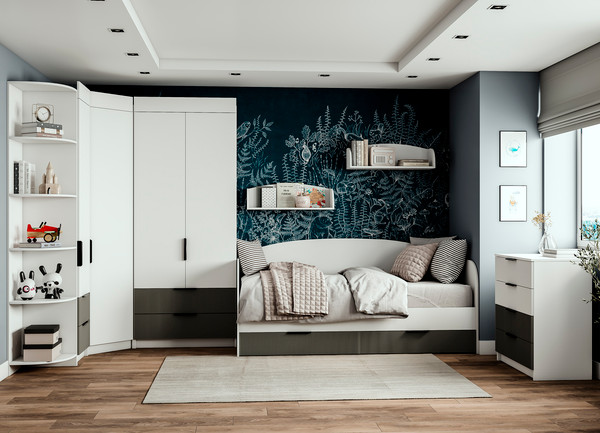 Изображение товара Письменный стол ДСВ Лавис СТД 1070.1 (белый/белый софт/графит софт)