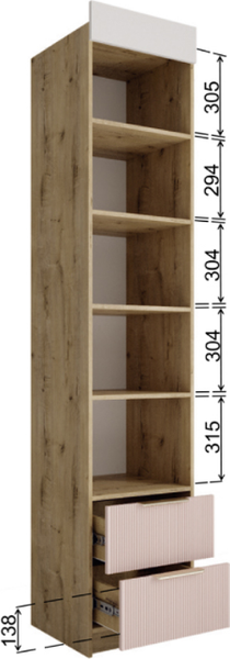 Изображение товара Шкаф-пенал ДСВ Лавис ШД 450.1 (белый/белый софт/графит софт)
