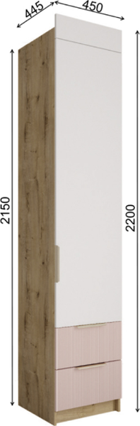 Изображение товара Шкаф-пенал ДСВ Лавис ШД 450.1 (белый/белый софт/графит софт)