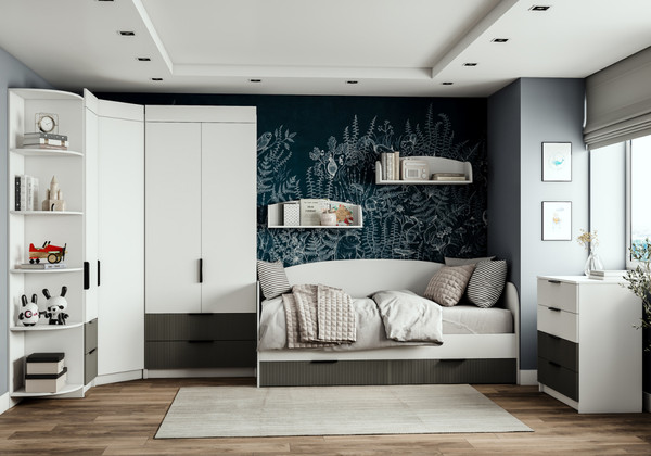 Изображение товара Шкаф-пенал ДСВ Лавис ШД 450.1 (белый/белый софт/графит софт)