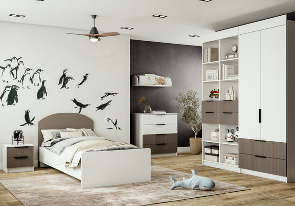 Изображение товара Шкаф-пенал ДСВ Лавис ШД 450.1 (белый/белый софт/грей софт)