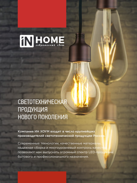 Изображение товара Лампа INhome LED-Свеча на ветру-Deco 12Вт 230В Е14 3000К 1350Лм (4690612055992)