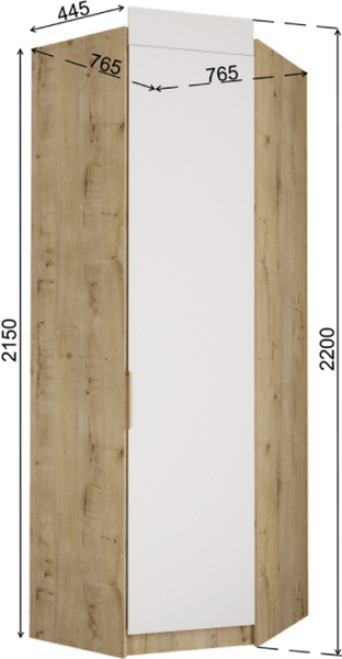 Изображение товара Шкаф ДСВ Лавис угловой ШДУ 765.1 (белый/белый софт)