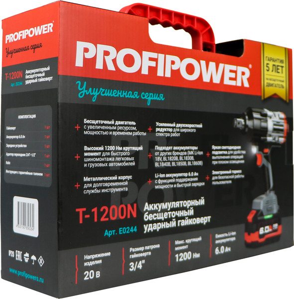 Изображение товара Аккумуляторный гайковерт Profipower T-1200N / E0244