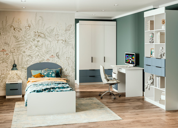 Изображение товара Письменный стол ДСВ Лавис СТД 1070.1 (белый/белый софт/лазурь софт)