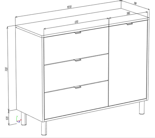Изображение товара Тумба Eligard Mone 1D3S (белый)