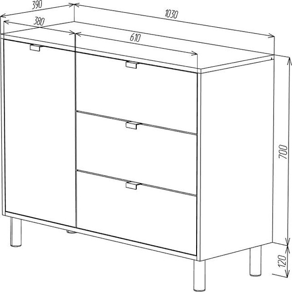 Изображение товара Тумба Eligard Mone 1D3S (дуб вотан)