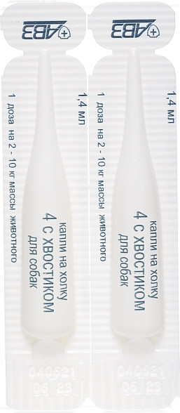 Изображение товара Капли от блох Агроветзащита Четыре с хвостиком для собак