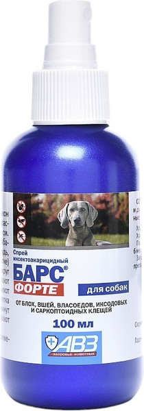 Изображение товара Спрей от блох Агроветзащита Барс Форте для собак (100мл)