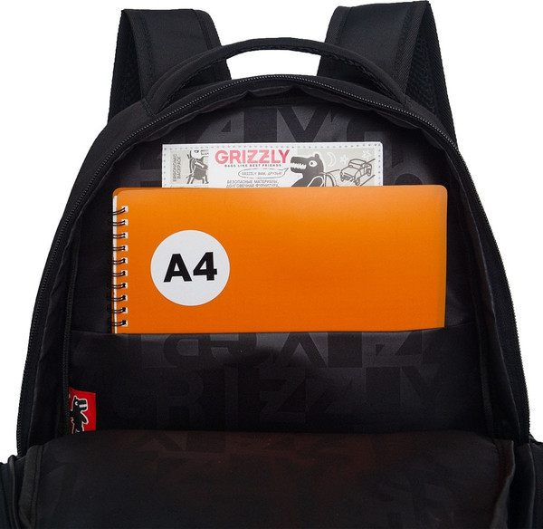 Изображение товара Школьный рюкзак Grizzly RB-551-4 (черный/салатовый)