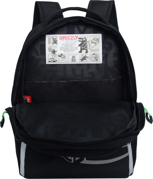 Изображение товара Школьный рюкзак Grizzly RB-551-4 (черный/салатовый)