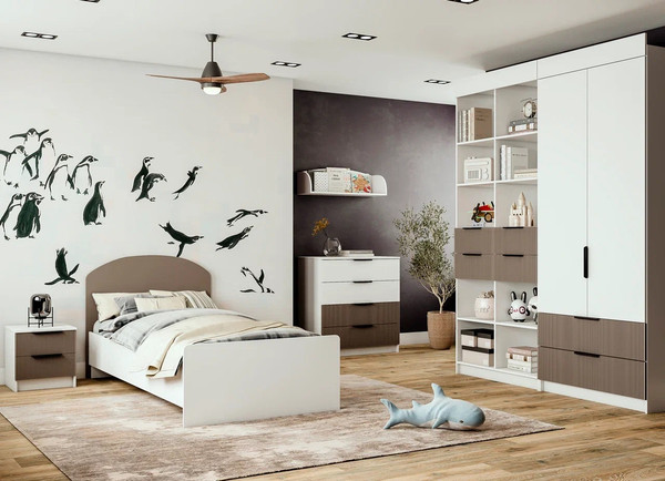 Изображение товара Прикроватная тумба ДСВ Лавис ТД 400.1 (белый/белый софт/грей софт)