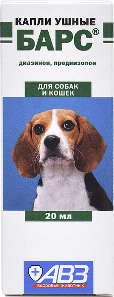 Изображение товара Капли для лечения ушей у животных Агроветзащита Барс (20мл)