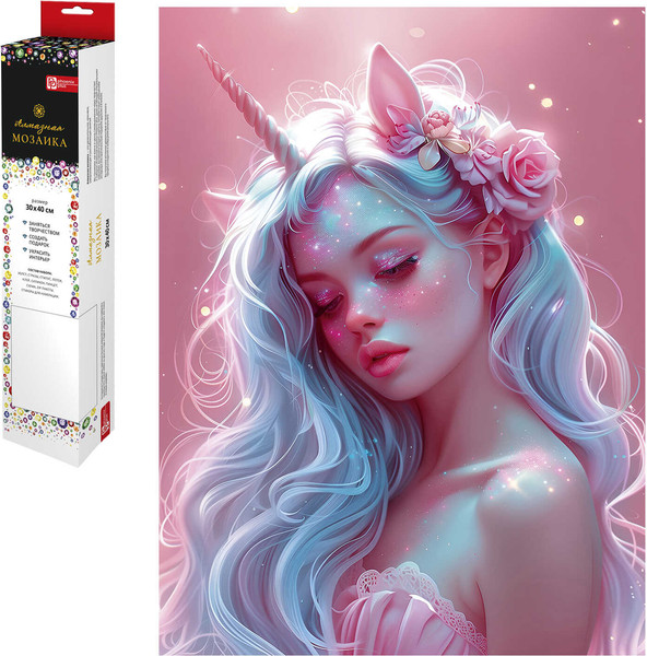 Изображение товара Набор алмазной вышивки Феникс+ Девушка-Единоро / 68620