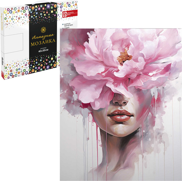 Изображение товара Набор алмазной вышивки Феникс+ Девушка-пион / 68648