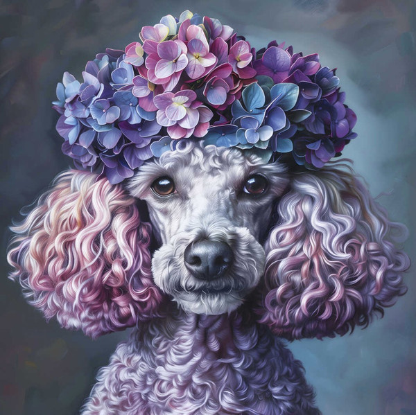 Изображение товара Набор алмазной вышивки Феникс+ Пудель и гортензии / 68600