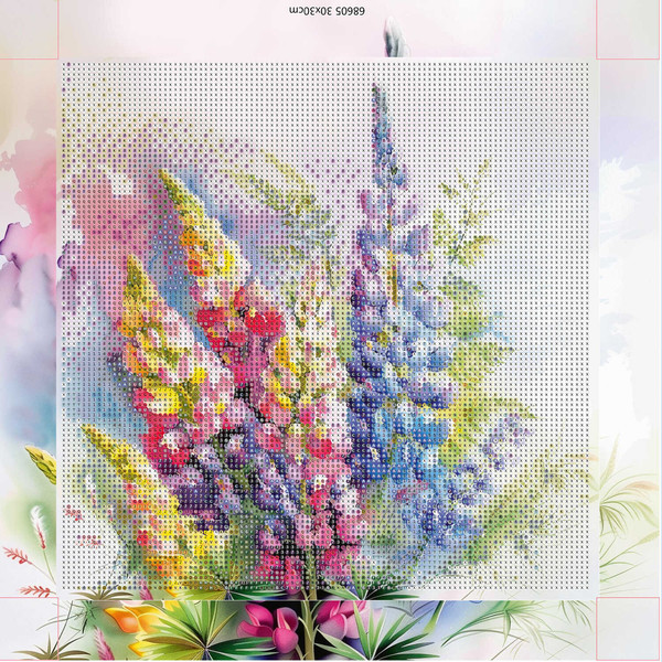 Изображение товара Набор алмазной вышивки Феникс+ Акварельные люпины / 68605