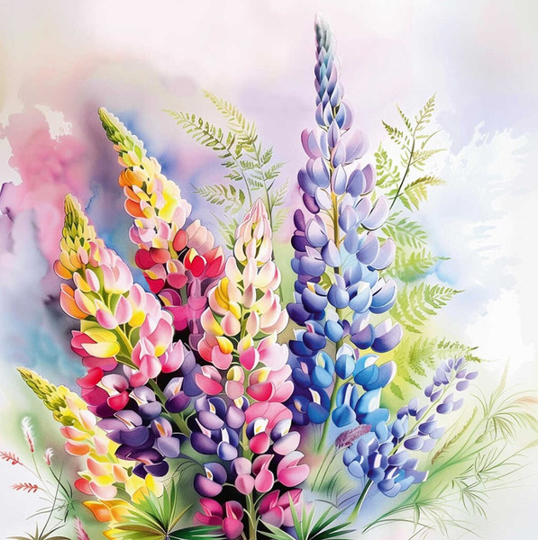 Изображение товара Набор алмазной вышивки Феникс+ Акварельные люпины / 68605