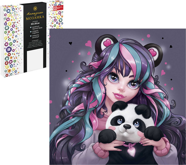 Изображение товара Набор алмазной вышивки Феникс+ Девушка с пандой / 68612