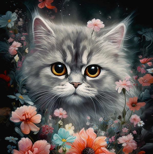 Изображение товара Набор алмазной вышивки Феникс+ Котик в ночном поле / 68614