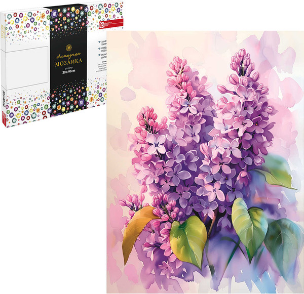 Изображение товара Набор алмазной вышивки Феникс+ Акварельная сирень / 68634