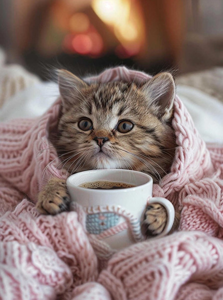 Изображение товара Набор алмазной вышивки Феникс+ Котенок в пледе / 68635