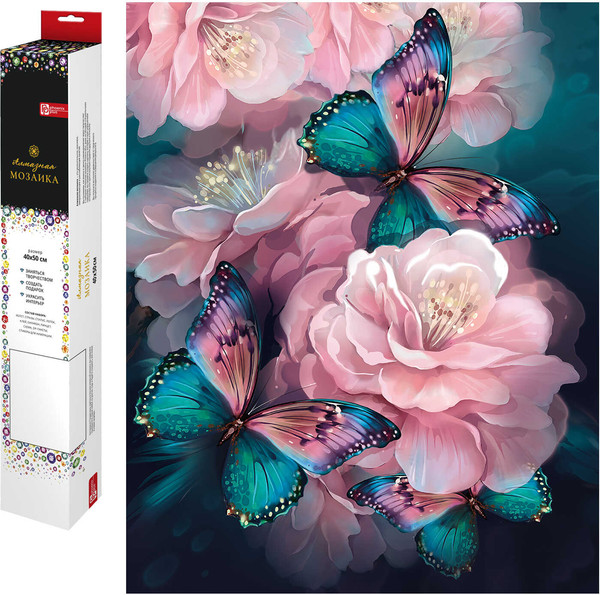 Изображение товара Набор алмазной вышивки Феникс+ Бабочки в цветах / 68642