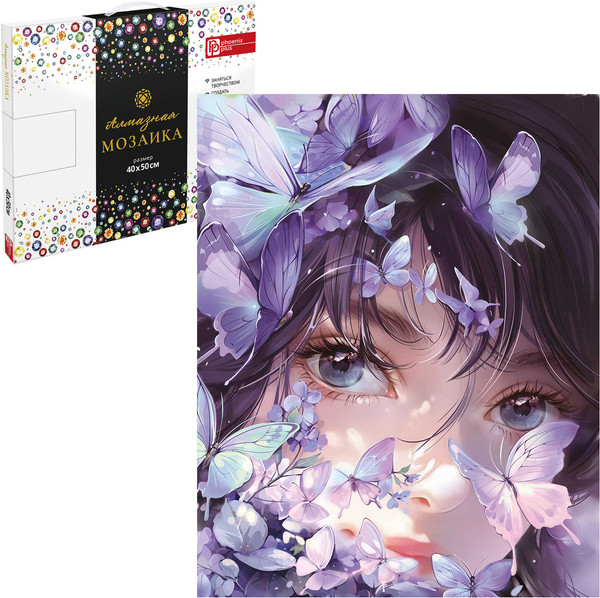 Изображение товара Набор алмазной вышивки Феникс+ Девушка с бабочками / 68647