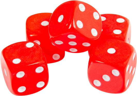 Изображение товара Набор кубиков для настольной игры Звезда D6 16мм / 1229 (5шт, красный с белыми точками)