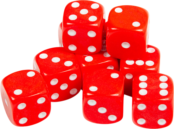 Изображение товара Набор кубиков для настольной игры Звезда D6 16мм / 1230 (10шт, красный с белыми точками)