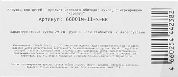 Изображение товара Кукла с аксессуарами Карапуз София / 66001M-11-S-BB