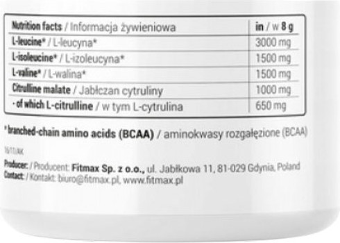 Изображение товара Аминокислоты BCAA Fitmax +Citrulline (300г, апельсин)