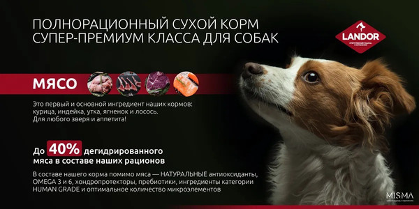 Изображение товара Сухой корм для собак Landor Monoprotein для взрослых собак всех пород с индейкой / F2155 (15кг)
