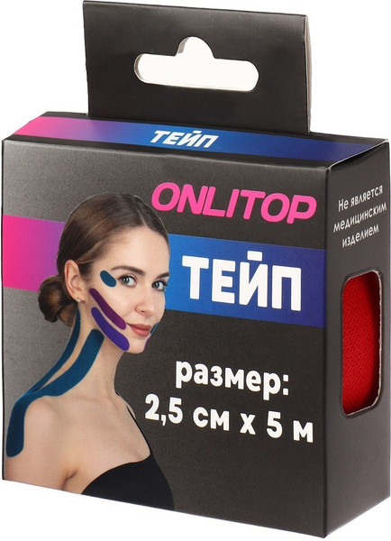 Изображение товара Кинезио тейп Onlytop 9408638 (2.5x500см, красный)