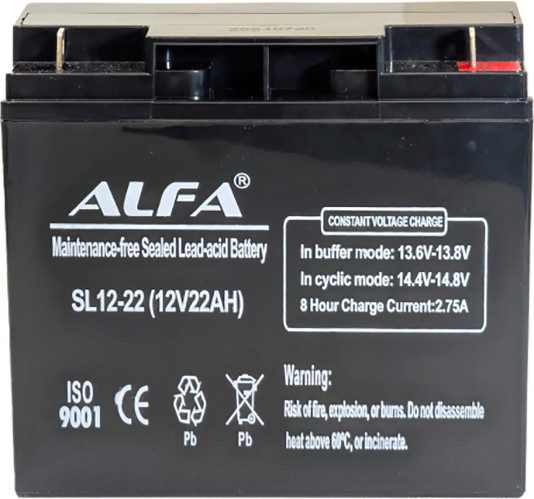 Изображение товара Аккумуляторная батарея ALFA battery SL12-22 (12V-22Ah)