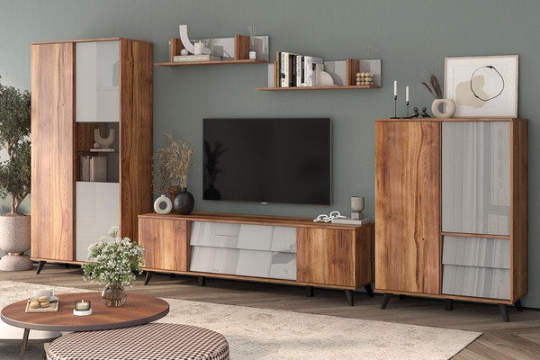 Изображение товара Тумба Stolline Онтарио под TV / 474.03 (дуб барокко/серый глянец)