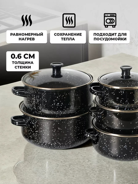 Изображение товара Набор кастрюль Classmark Эмалированные (5шт, 0.6мм)