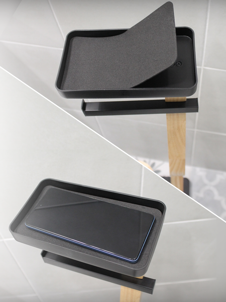 Изображение товара Стойка для туалетной бумаги с ершиком Caspian 90044 (черный/дерево)